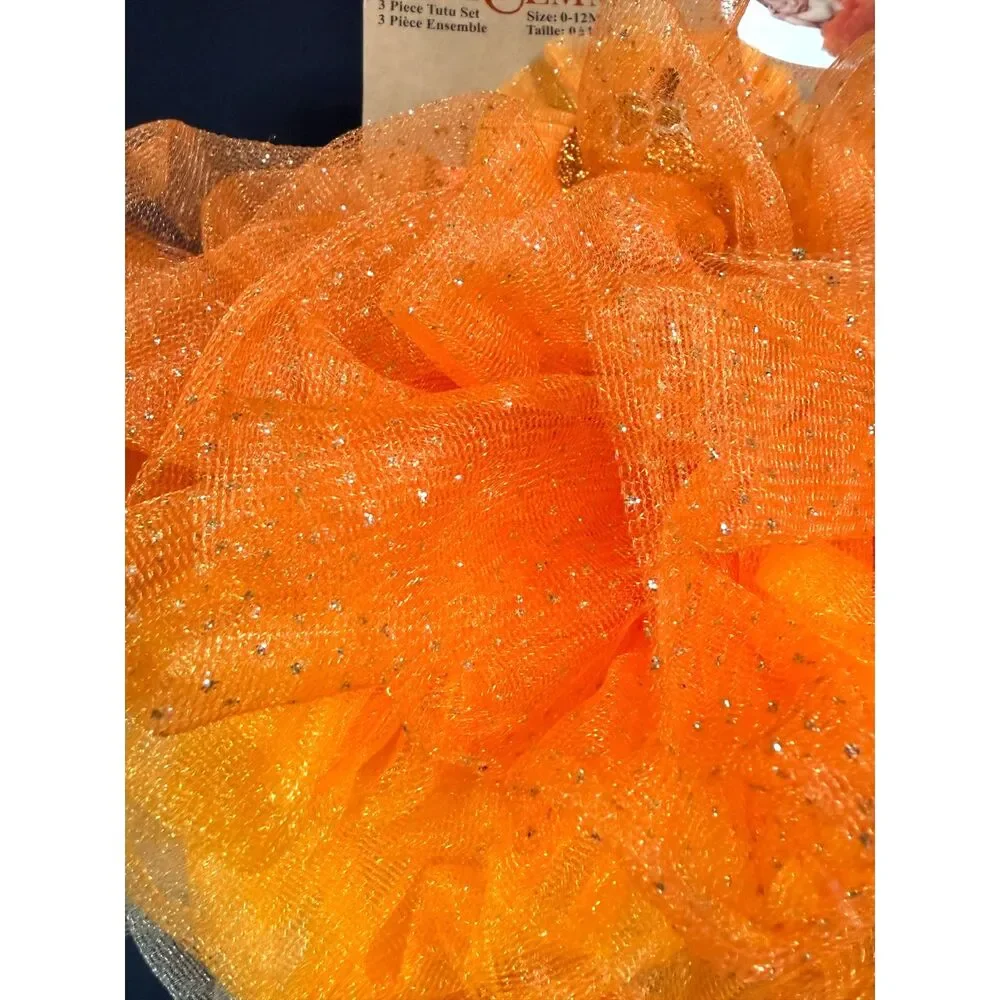 Elly & Emmy Baby Pumpkin Tutu Set 3pc Halloween 0-12M NWT